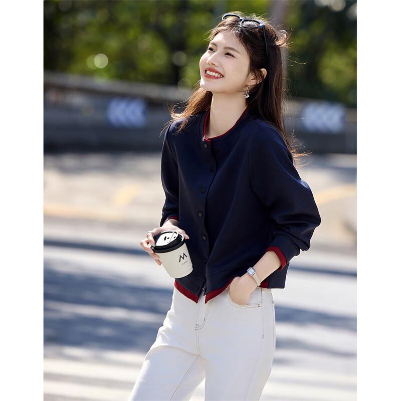 

Модная контрастная бейсбольная куртка-обманка из двух частей XL