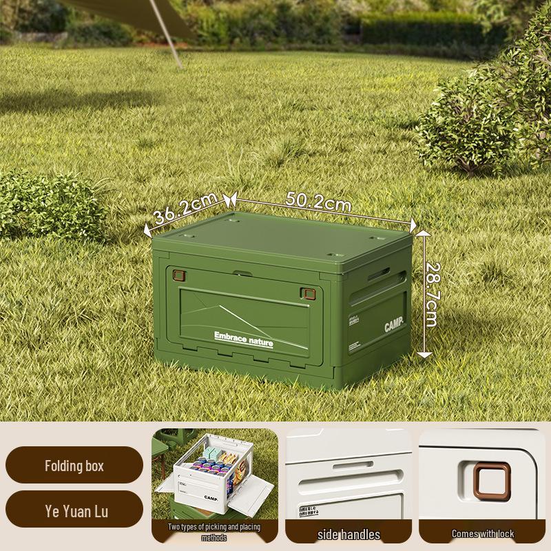 Extra Large Outdoor Storage Box: Side-Opening, Wood Lid, Foldable Camping & Car Trunk Organizer