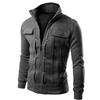 Mens Slim Fit Stand Collar Long Sleeve Coat Top Military Jacket For Stylish Look
