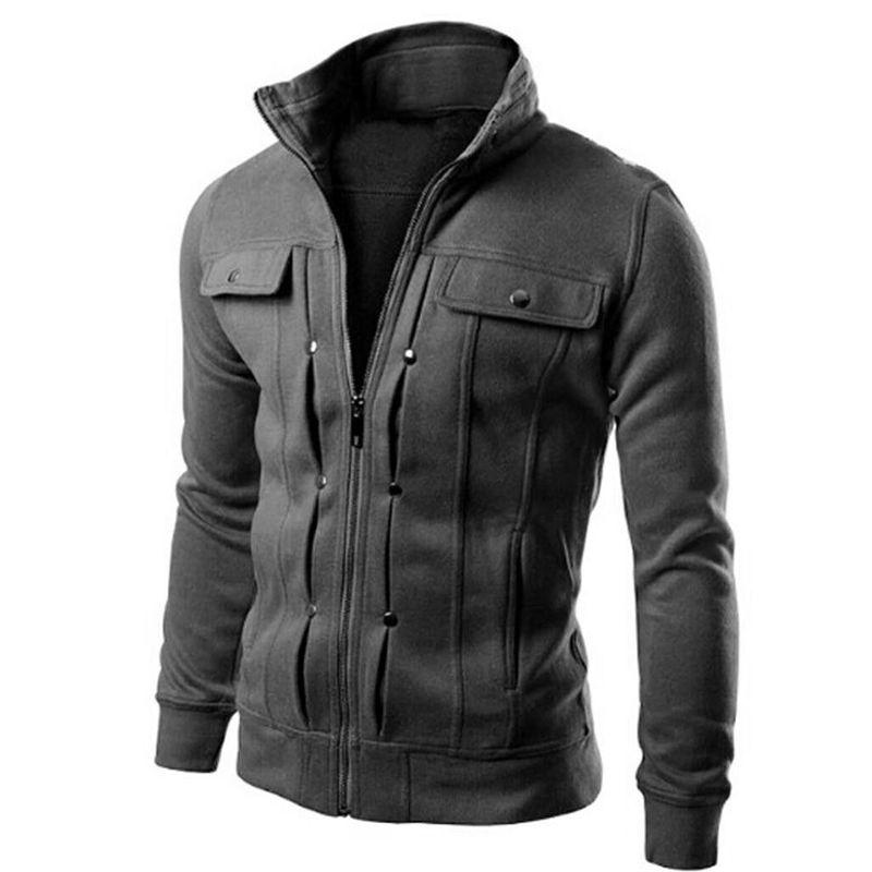 

Приталенное мужское пальто с воротником-стойкой и длинными рукавами, куртка в стиле милитари, блейзер, верхняя одежда DarkGray,XL