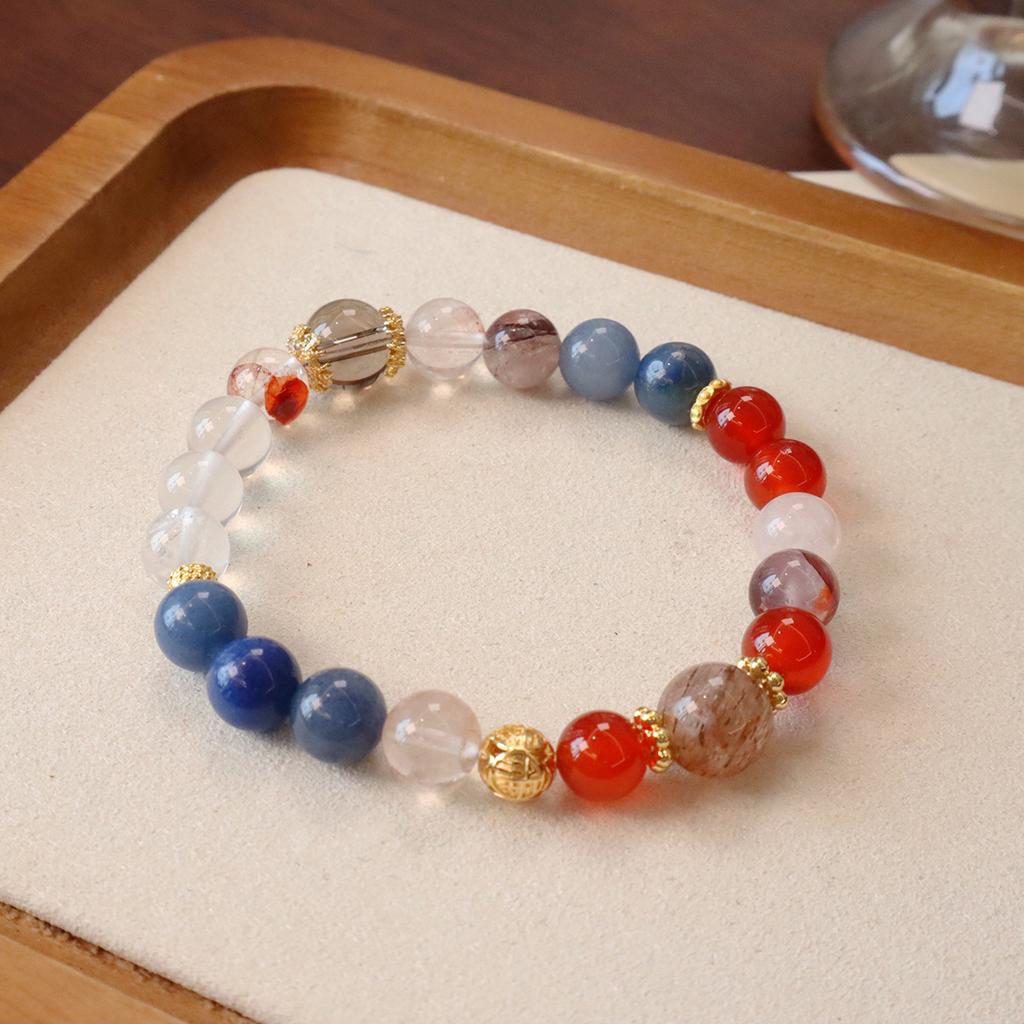 Natural Agate Yellow Crystal Crystal Bracelet, Hand Jewelry, Personalized Exquisite Bracelet, Qiankun Circle. Fashion Women Daily Jewelry Lucky Gift