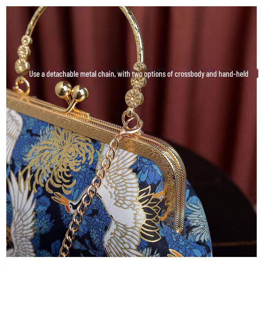 Elegant Chinese Ethnic Hanfu Cheongsam Retro Handbag - Gold Shoulder Crossbody Bag