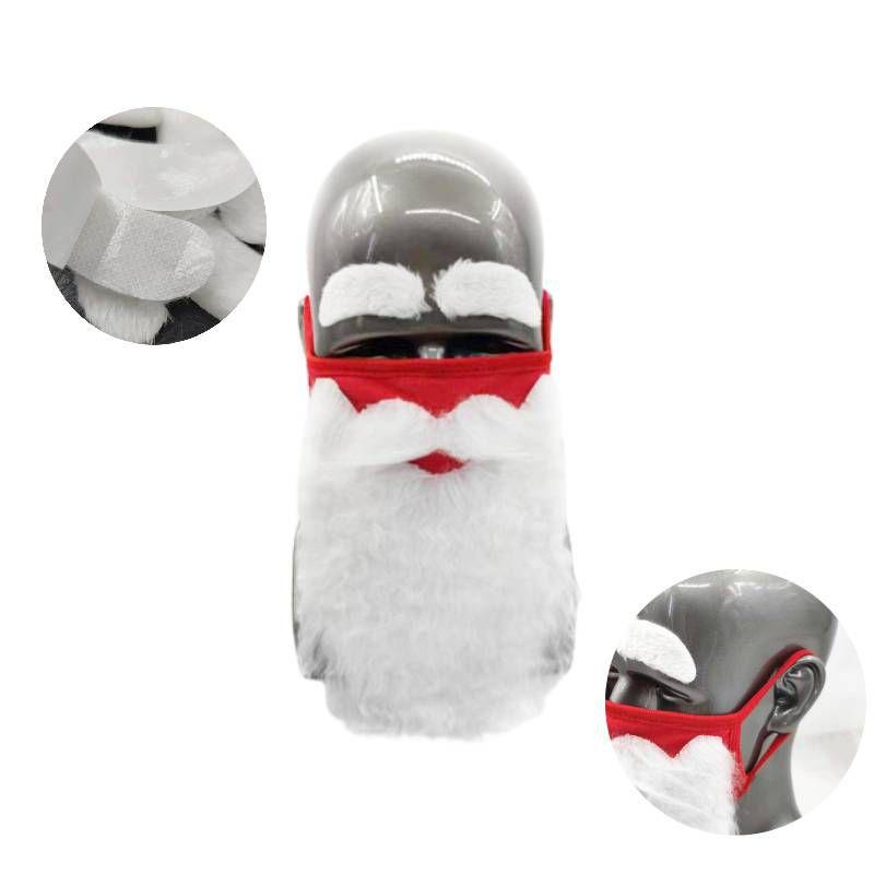 Christmas Santa Claus Eyebrows Beard Party Mask Set For Adults Soft And Fluffy Cotton Fabric