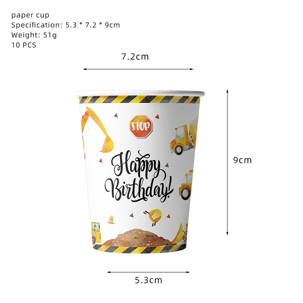 Factory Direct Sales Construction Vehicle Theme Party Supplies Birthday Decoration Excavator Party Tableware Party Arrangement Props