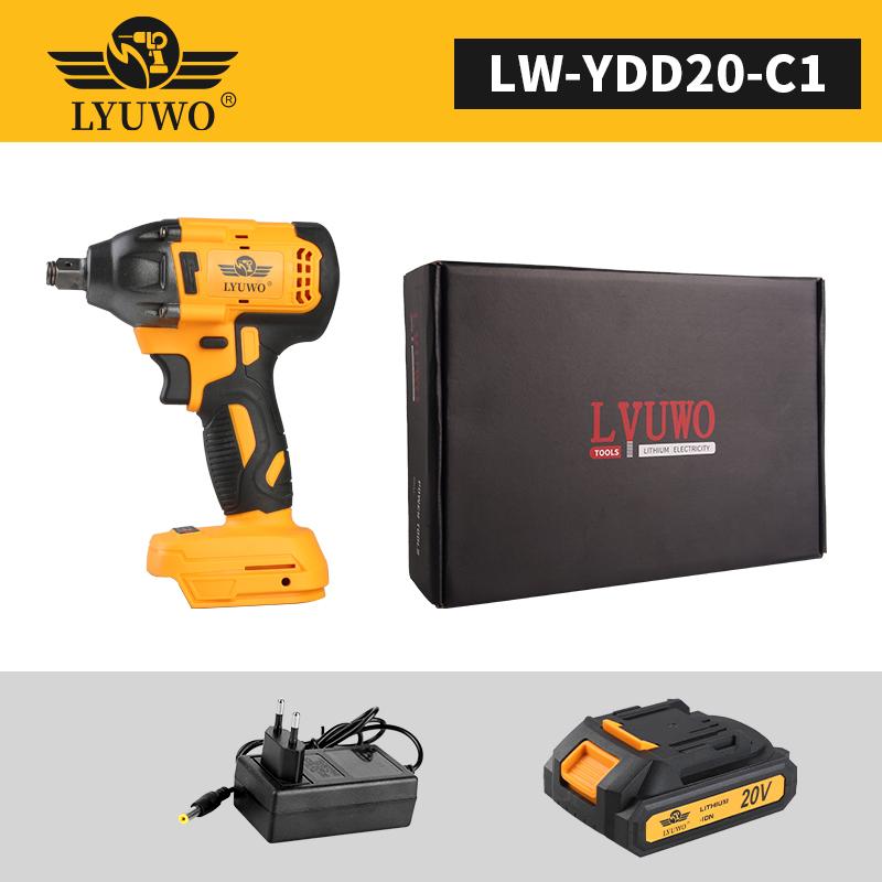 LYUWO Electric Wrench 420NM Brushless Electric Wrench High Torque Air Cannon Heavy Duty Automobile Repair High Power Impact Plat