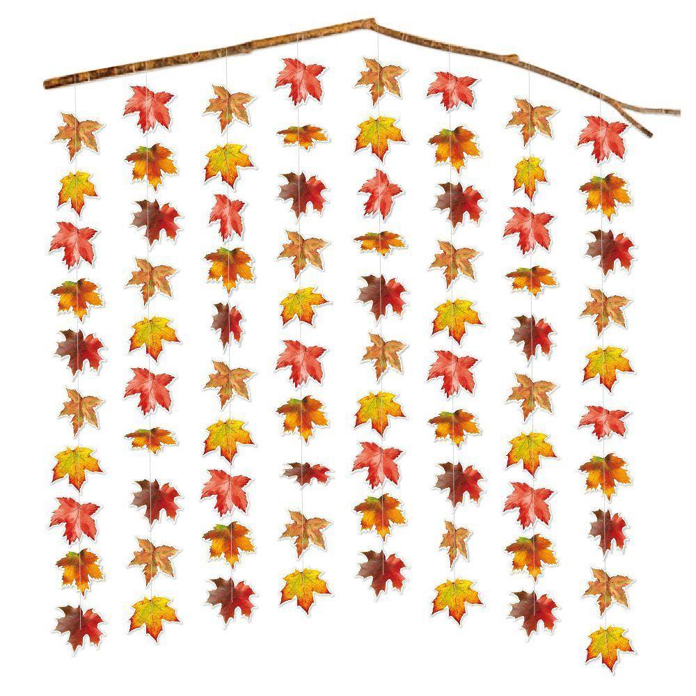 

8pcs Autumn Maple Leaves Hanging Decoration Paper Ceiling Background Pendant Harvest Festival