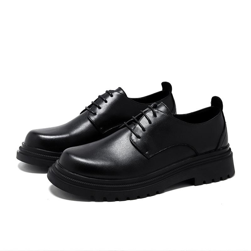 

Кожаные туфли мужские тонкие кожаные деловые туфли в британском стиле модные низкие на шнуровке дышащие мягкие мужские туфли 63551-T 44 чёрный