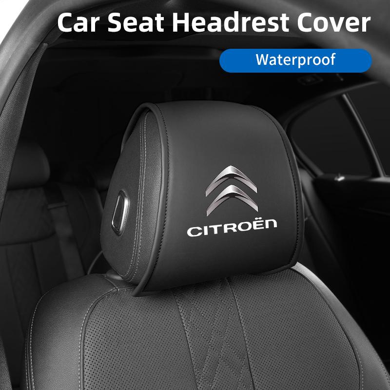 2Pcs Car Styling Neck Pillowcase Leather Headrest Storage Cover For Citroen C4 C3 C5 C1 C2 Berlingo Celysee Cactus Picasso