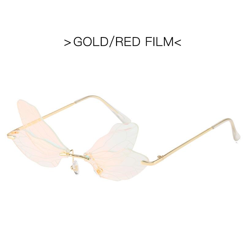 

Модные солнцезащитные очки-бабочки без оправы, солнцезащитные очки с крыльями стрекозы, женские винтажные прозрачные линзы с океаническими линзами, велосипедные очки UV400