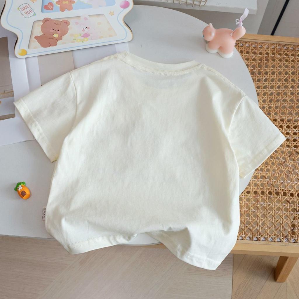 Girls Summer Cartoon Animal Print Short Sleeve T Shirt Stylish Casual Versatile Top