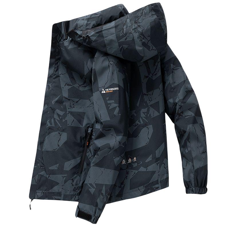 Hooded Hiking Jacket for Men Outdoor Pilot Waterproof Trench Coat 2026 Spring Fall Sports Casual Men's Coat