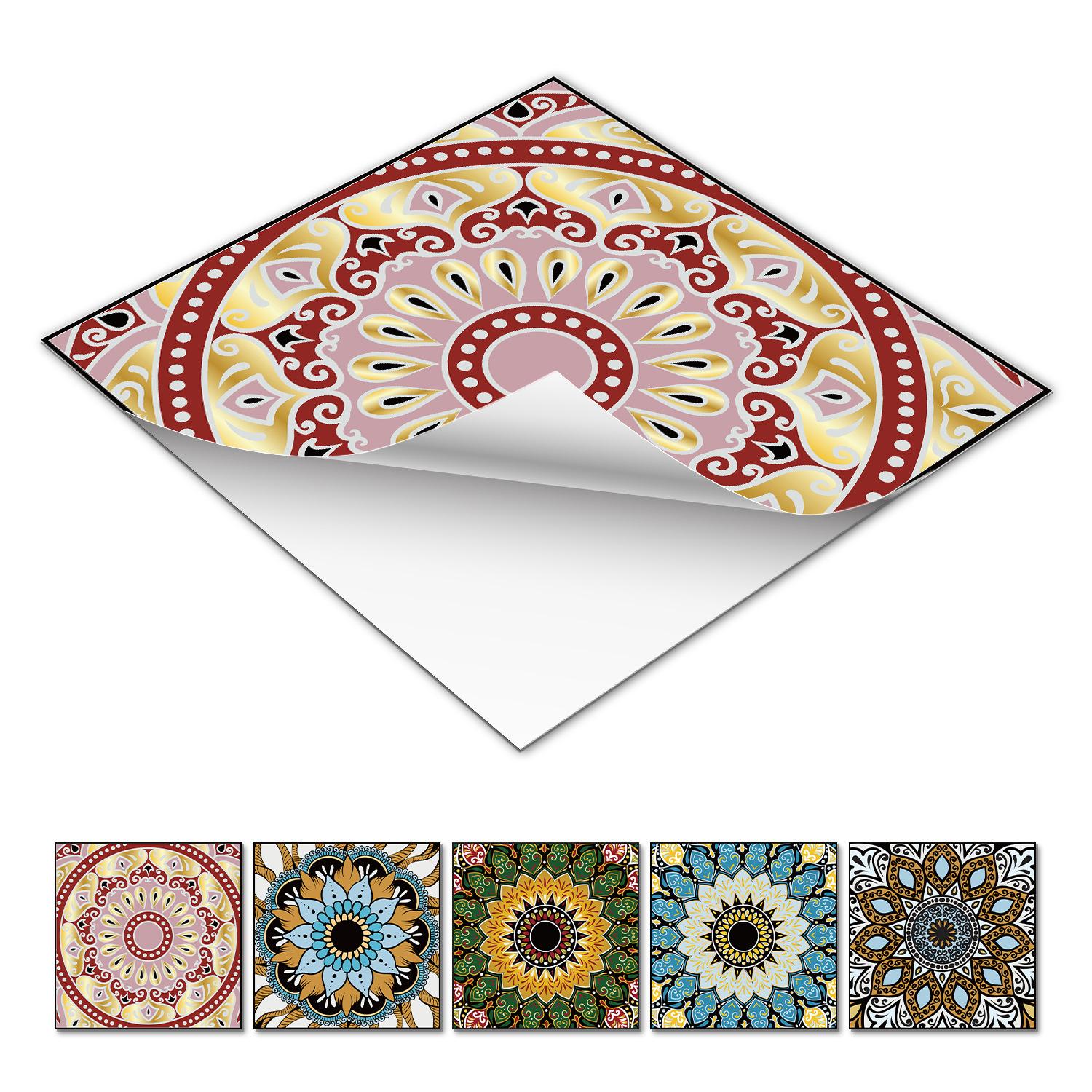 

Расписанные вручную наклейки на плитку, напольное украшение, кухня, ванная комната, самоклеящиеся, водонепроницаемые, утолщенные, матовые обои 20*20см*5шт 1 bag of 5 pieces