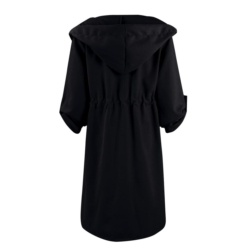 Women Business Casual Button Lapel Work Jackets Open Front Long Sleeve Hooded Fall Outfit