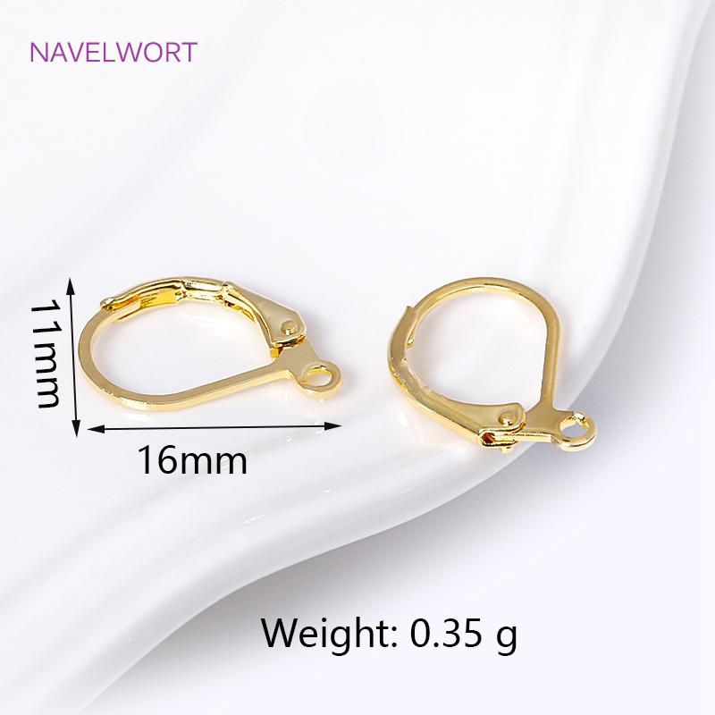 Fashion French Earring Lever-Back Earwires 18K Gold Plated Earring Hooks With Closed Ring For DIY Earring Making Accessories 10 pieces