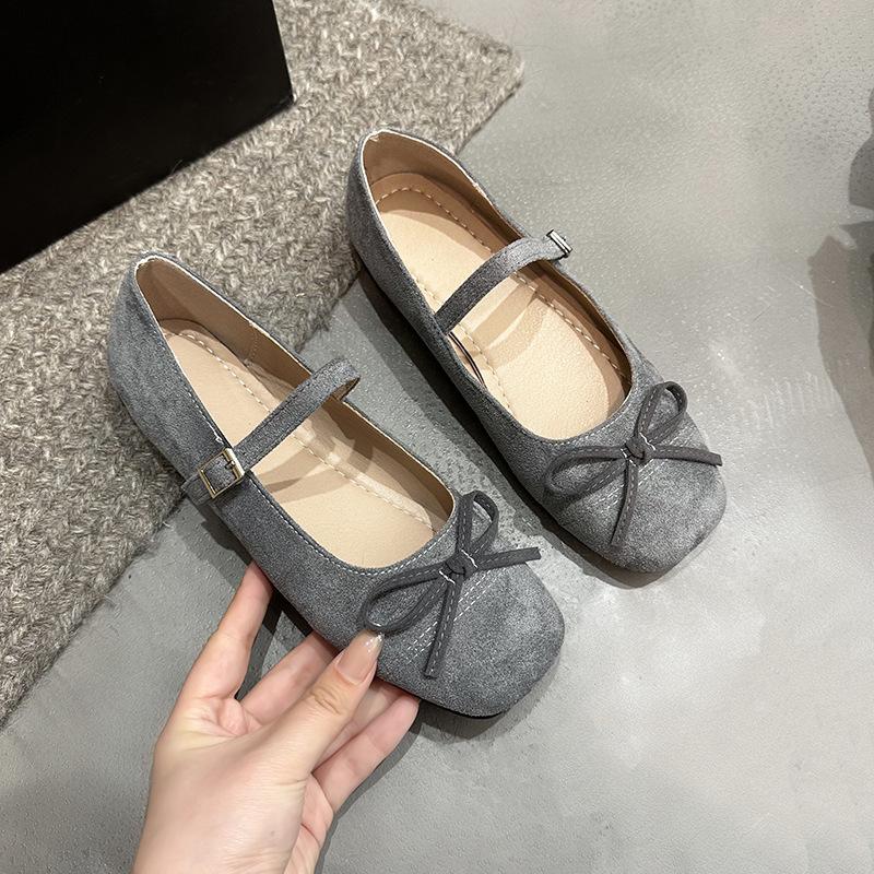 

Повседневные туфли женские вечерние туфли нежные туфли Мэри Джейн весенние французские туфли на мягкой подошве балетки 35 серый