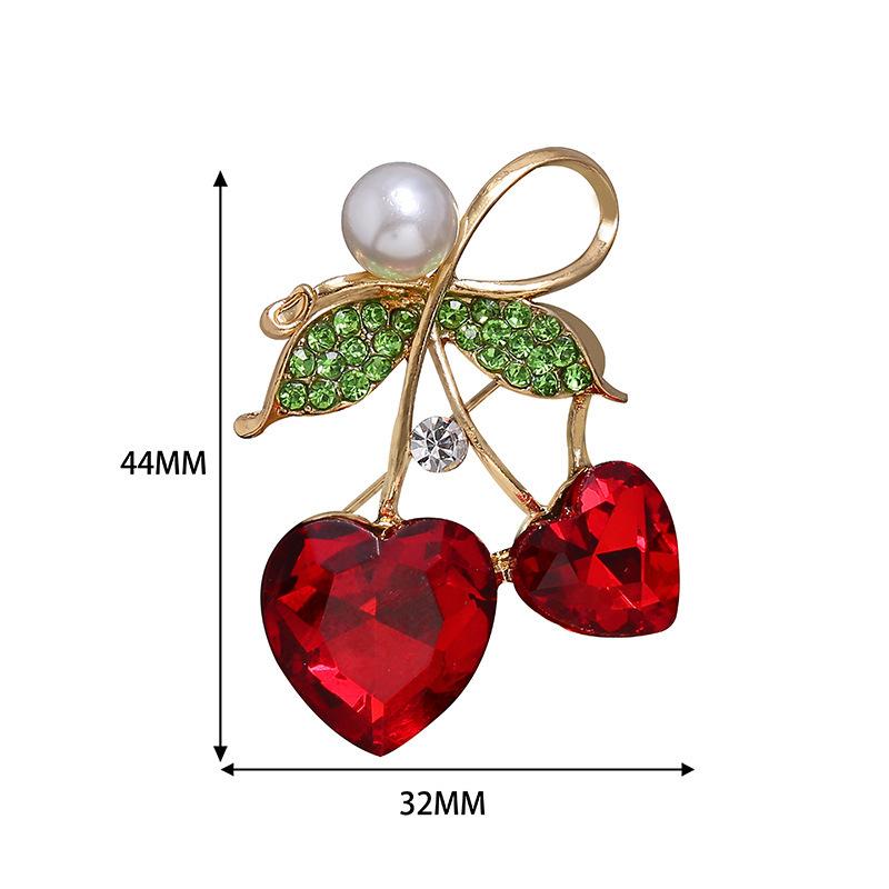 Crystal Cherry Brooch Red Strawberry Cute Fruit Pin Brooch Accessories
