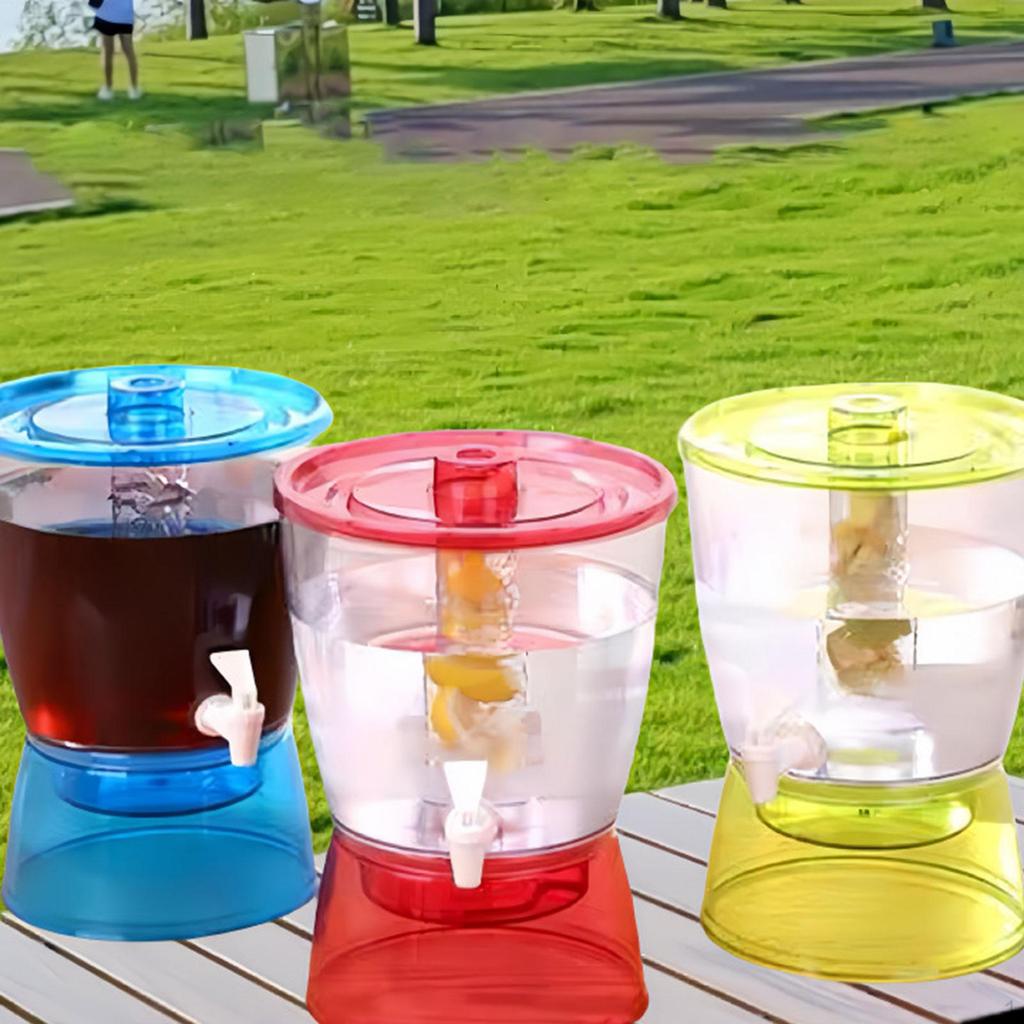 Beverage Container with Spigot for Iced Drinks, Juice Pitcher Outdoor Use