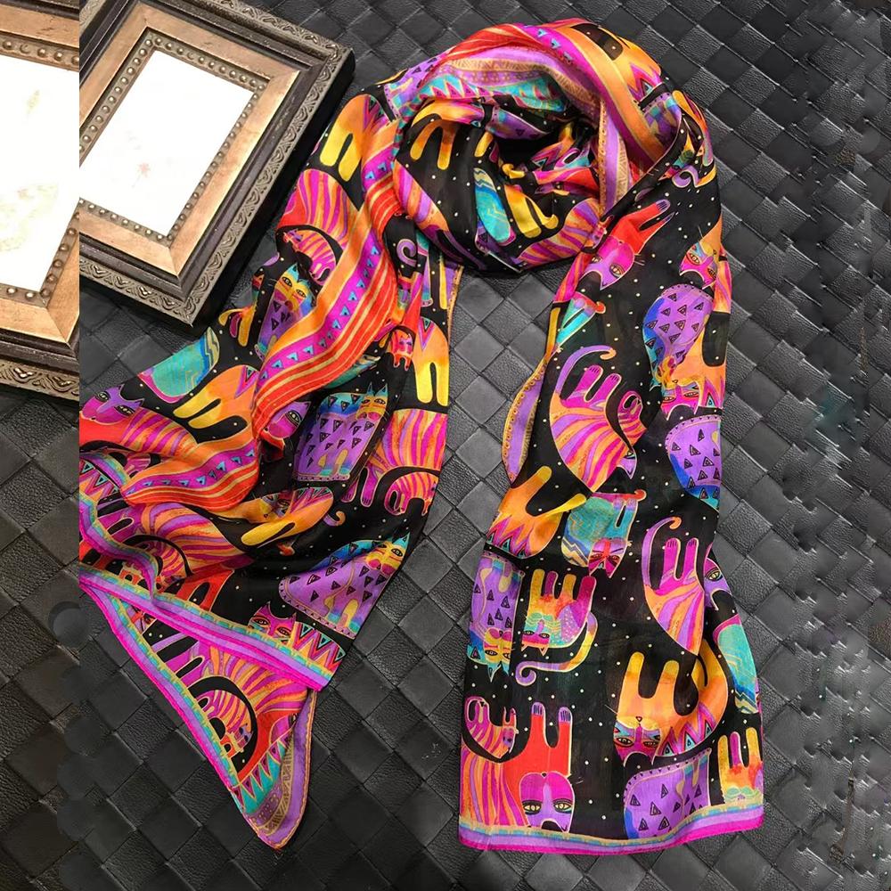 

Red Black Mulberry Silk Silk Scarf Fashion Floral Design Silk Scarf Shawl Large Facecloth Apparel Accessories Women Long Scarf