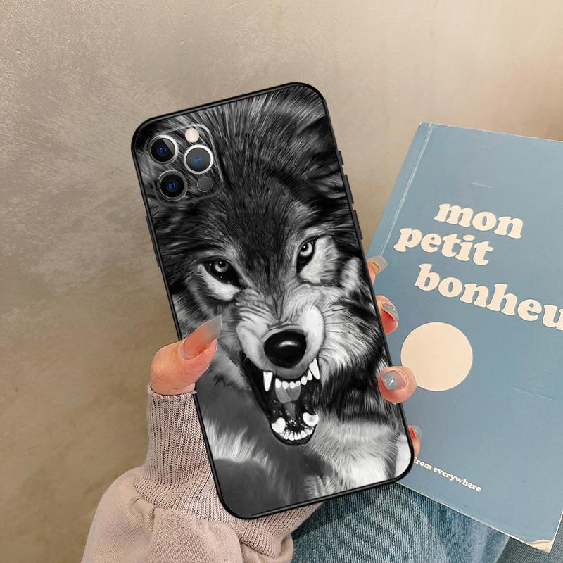 Angry Wolf Case For iPhone 17 Air 16 15 14 13 11 12 Pro Max 13 Mini XR 15 16 Plus 16e Back Cover Shell