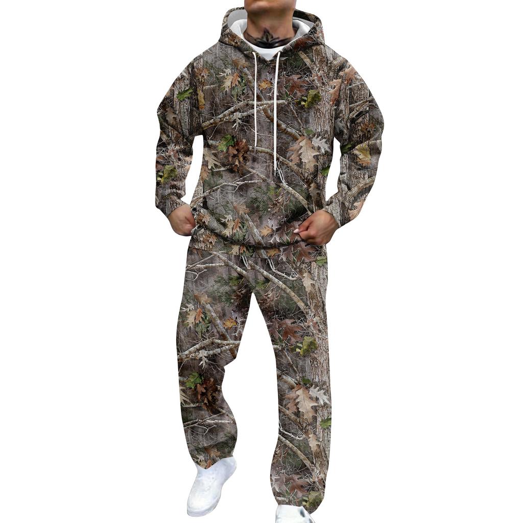Men's Camouflage Hooded Sweatshirt And Sweatpants Casual Sports Suit
