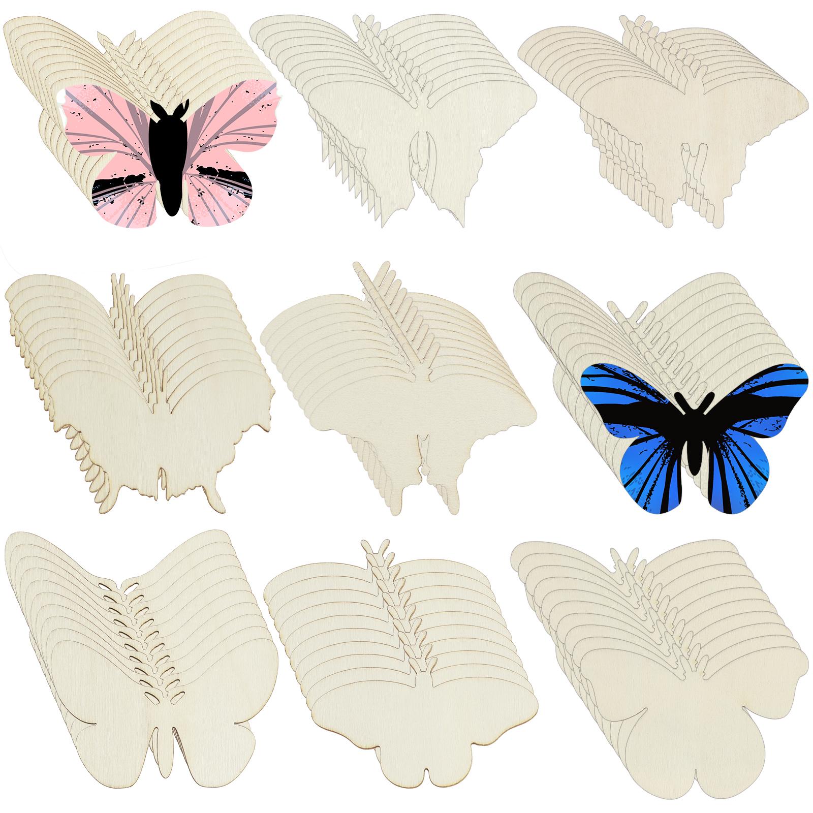 

90 шт. незаконченных деревянных украшений в форме бабочек 9 стилей DIY пустые деревянные фишки в форме бабочек незаконченная деревянная краска в форме бабочек