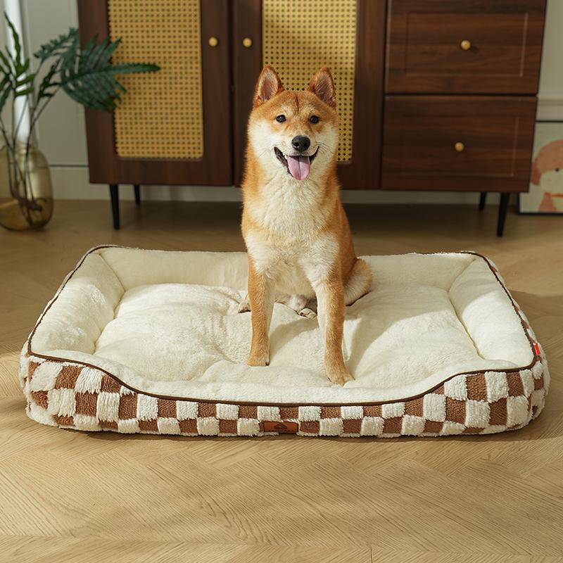 Winter Rectangle Dog Bed,Orthopedic Dog Bed,Warming Soft Calming Sleeping Puppy Bed Durable Pet Bed with Anti-Slip Bottom