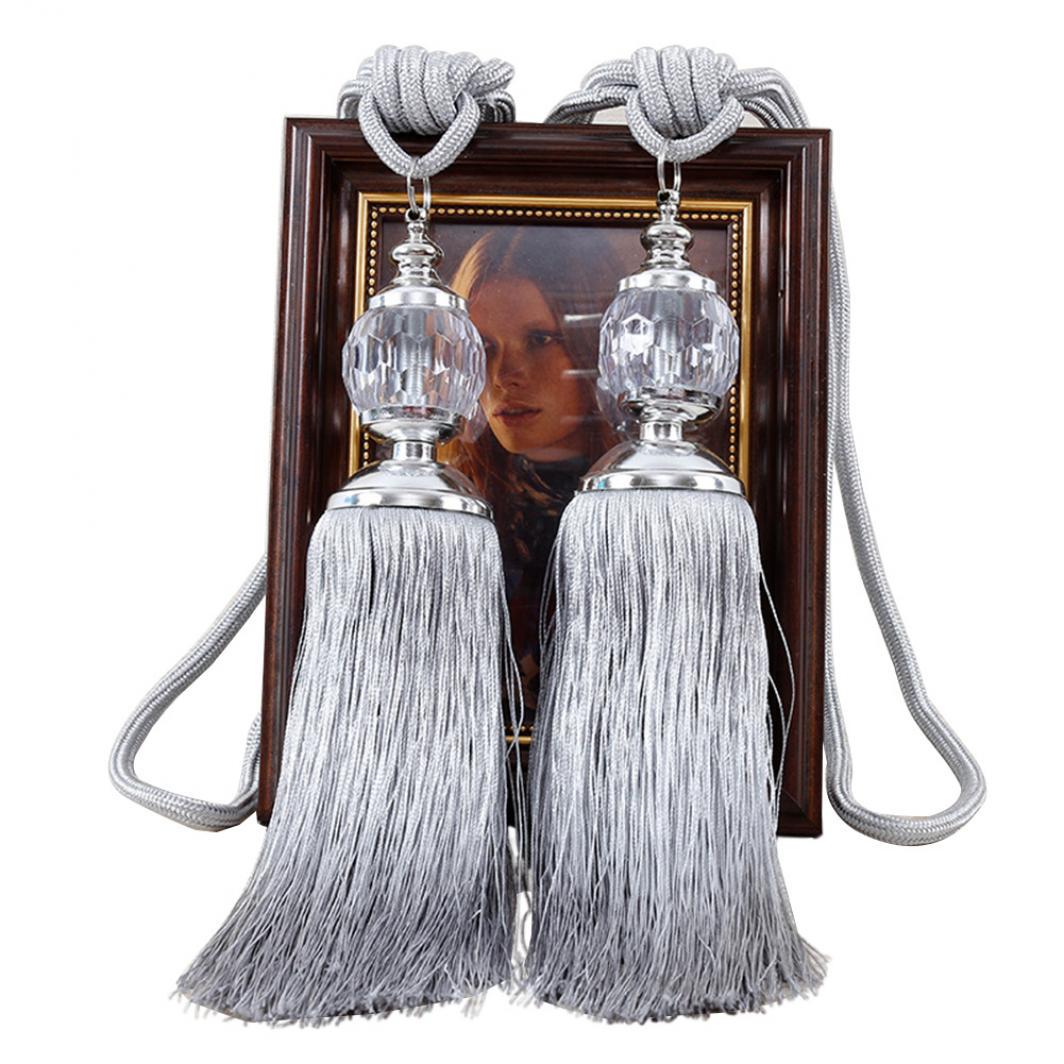 

Євро штучний кришталь 1 пара китиць Tieback Мотузка Бахрома Штори Декор вікон Штори сірий