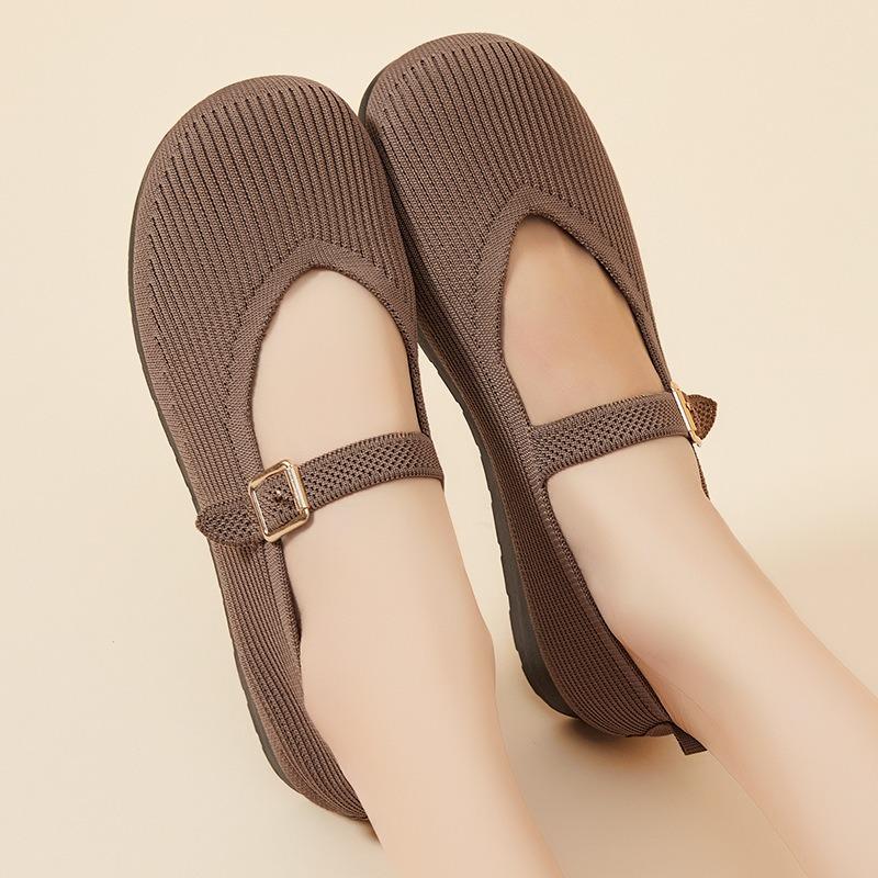 Shoes Women's Summer Casual Shoes Shallow Polyurethane Women's Shoes Round Head Soft Sole Single Shoes Buckle One Pedal Shoes