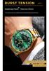 Binbang Men's Green Submariner Quartz Watch, Double Calendar, Steel Band, Business Waterproof.