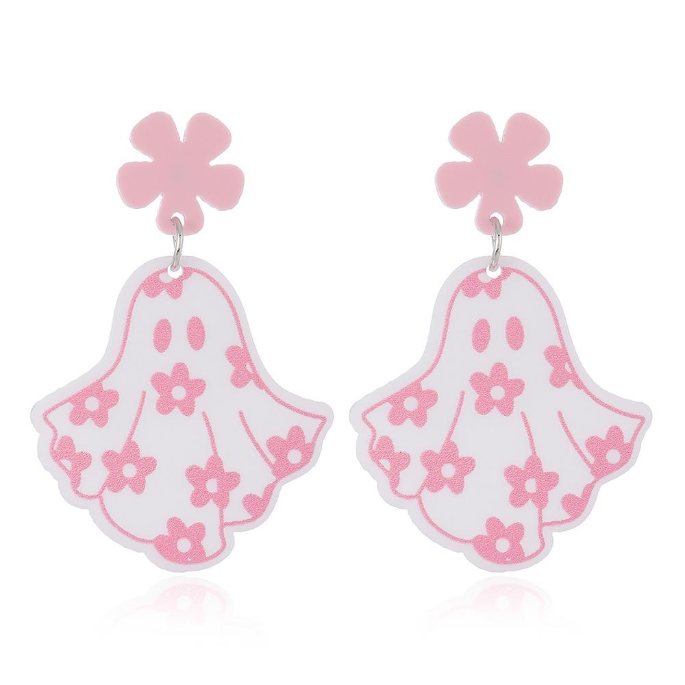 Cross-Border Halloween Cartoon Heart Ghost Tassel Earrings