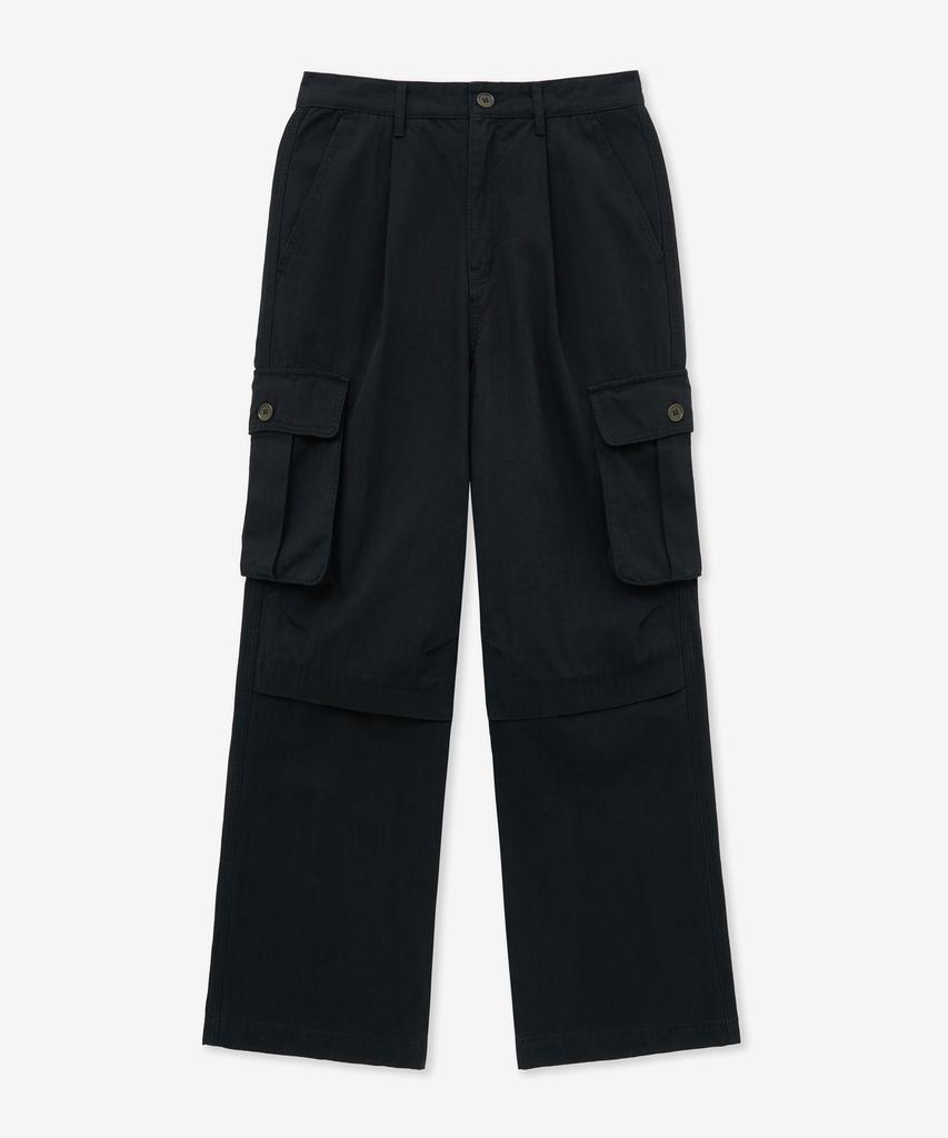 MINAV Single-Pleat Wide Cargo Pants [Black]