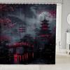 Japanese Geisha Shower Curtain Red Cherry Blossoms Bath Curtain For Boys Girls Teens Japanese Ukiyoe Bathroom Shower Curtain