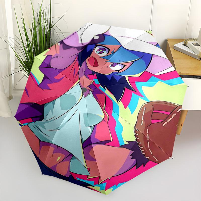 

1pc Colorful Baseball-Themed Outdoor Umbrella - Automatic Opening & Closing, Portable 3-Fold Design with Iron Frame - Perfect Gift for Fans, Trav