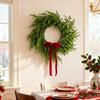 Artificial Norfolk & Cedar Christmas Wreath With Velvet Bow – Real Faux Holiday Front Door Decoration For Indoor Outdoor Use