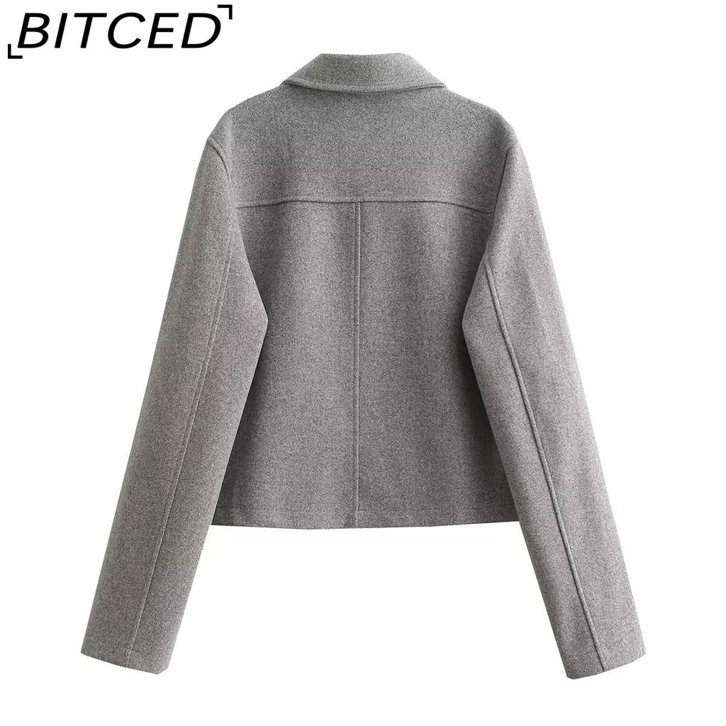 BITCED Women's Spring/Fall Collared Pocket-Detailed Single-Breasted Jacket
