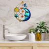 Metal Sun Outdoor Wall Art Decor, Large Size 17'' Sun Face Metal Wall Sculpture with Moon & Stars for Home Wall Decoration Living Room, Bedroom,