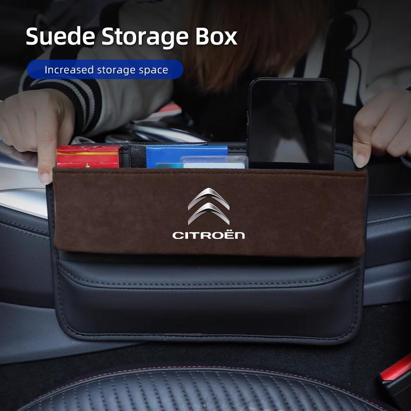 Autositz-Spalt-Aufbewahrungsbox Wildleder für Citroen C4 C3 C5 C1 C2 Berlingo Celysee Cactus Picasso Aircross Saxo Grand alc256