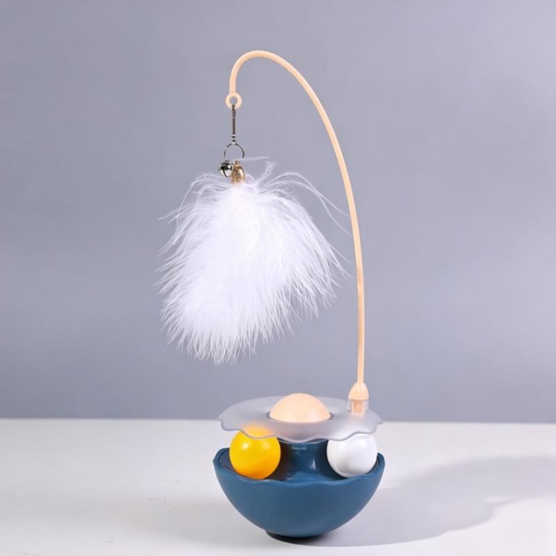 Cat Teaser Stick with Bell Removable Turntable Interactive Toy Easy to Clean for Indoor Kittens Pet Playtime Fun