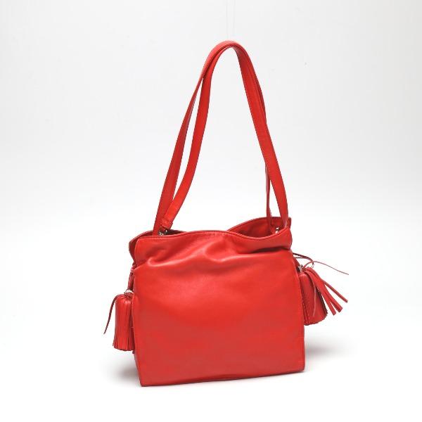 LOEWE leather Tassel Shoulder Bag 2WAY leather Red Women 380 82 E17 storage bags Used