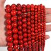 1 Strand 4/6/8/10/12mm Red Color Turquoise Beads Natural Stone Beads Round Loose Beads For Jewelry Making DIY Bracelet Necklace