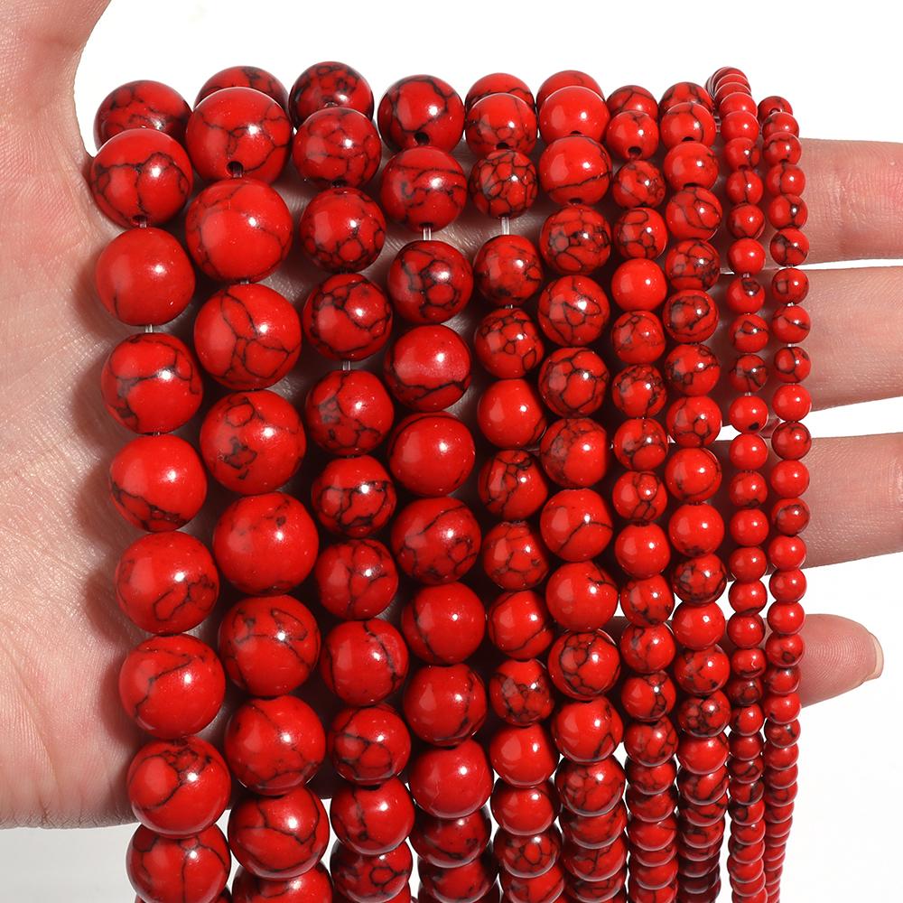 24-140pcs/lot 4 6 8 10 12 14 16mm Natural Stone Beads Colorful Turquoise Beads Round Loose Beads For Jewelry Making DIY Bracelet
