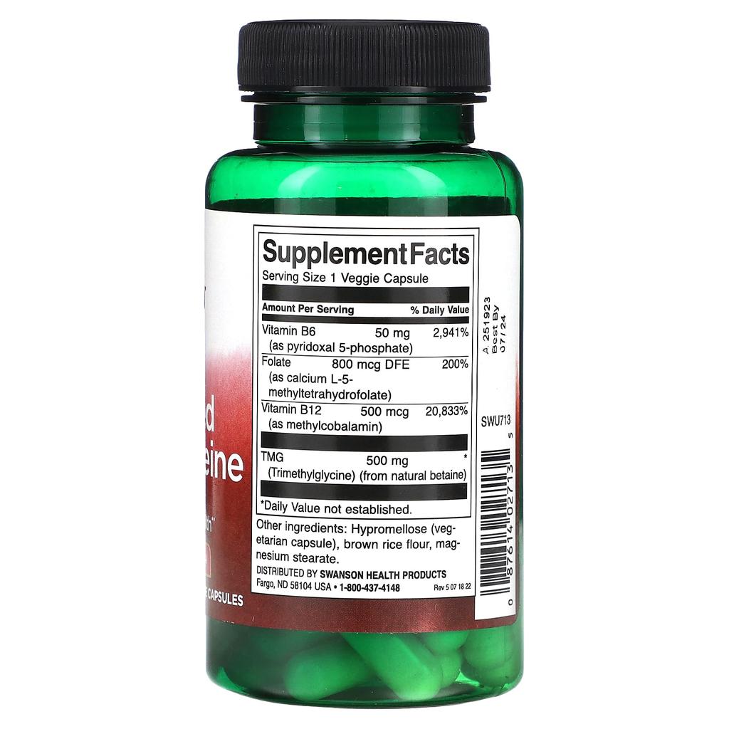 Swanson Activated Homocysteine, 60 Veggie Capsules