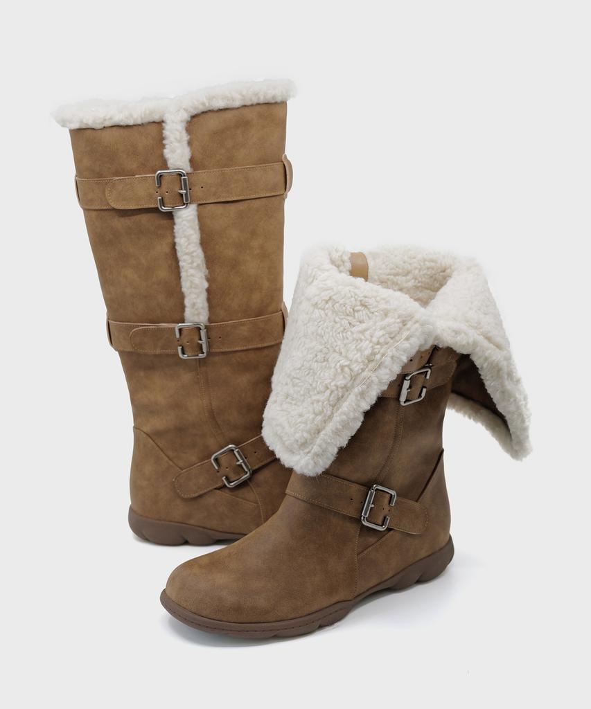 Foggy Moody Ember 0034. Belted Fur Boots - 2Colors