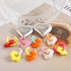 1Pair Dopamine Enamel Sweet Heart Cute Bee Flower Girl Aesthetic Aretes Funny Food Cake Gothic Star Hoop Earrings Jewelry
