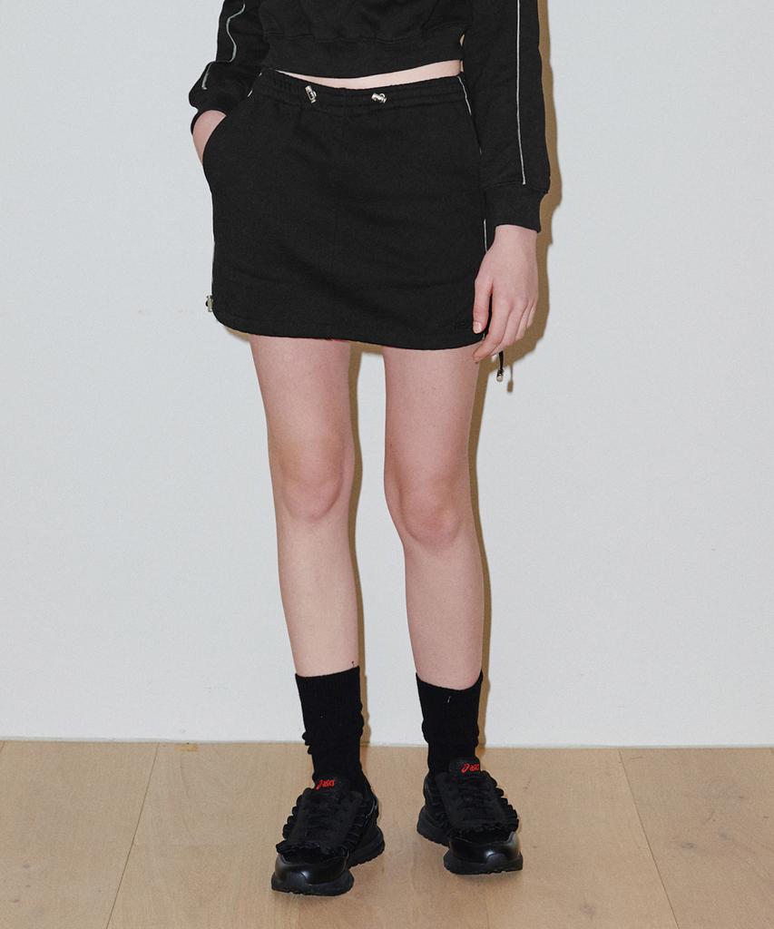 BELLOL String Sweat Mini Skirt Black