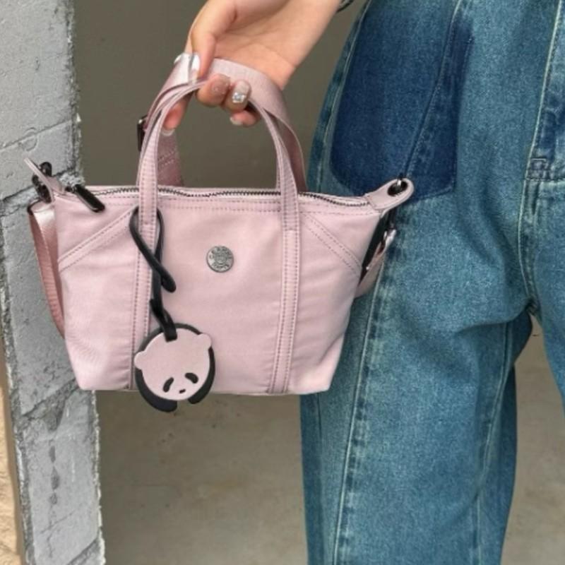 Schoolbag Women's Orange Japanese Harajuku Handbag Solid Color Nylon Stitching Shoulder Bag Casual Large Capacity Everyday Crossbody Bag New
