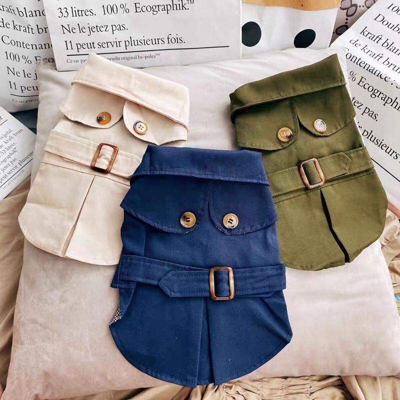 British Style Pet Dog Clothes Trench Coat  Winter Thicken Jacket Coat Costumes Hoodies Clothes for Small Puppy Dogs Cat Clothing