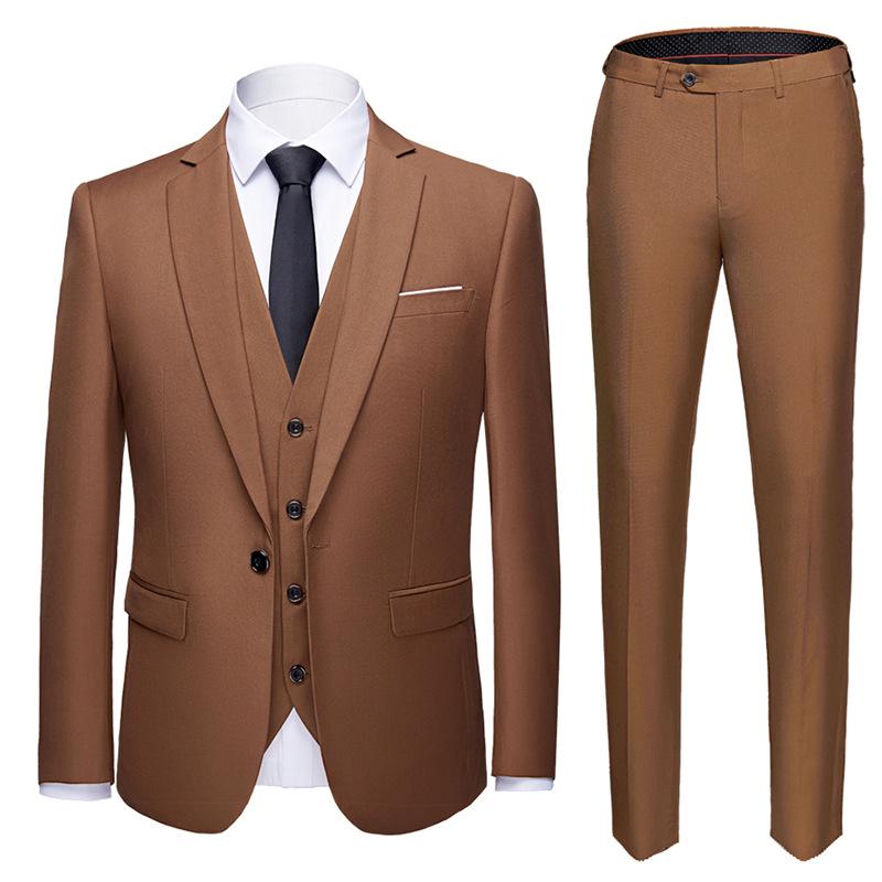 Men's Korean Style Slim Fit Wedding Tuxedo Three-Piece Suit