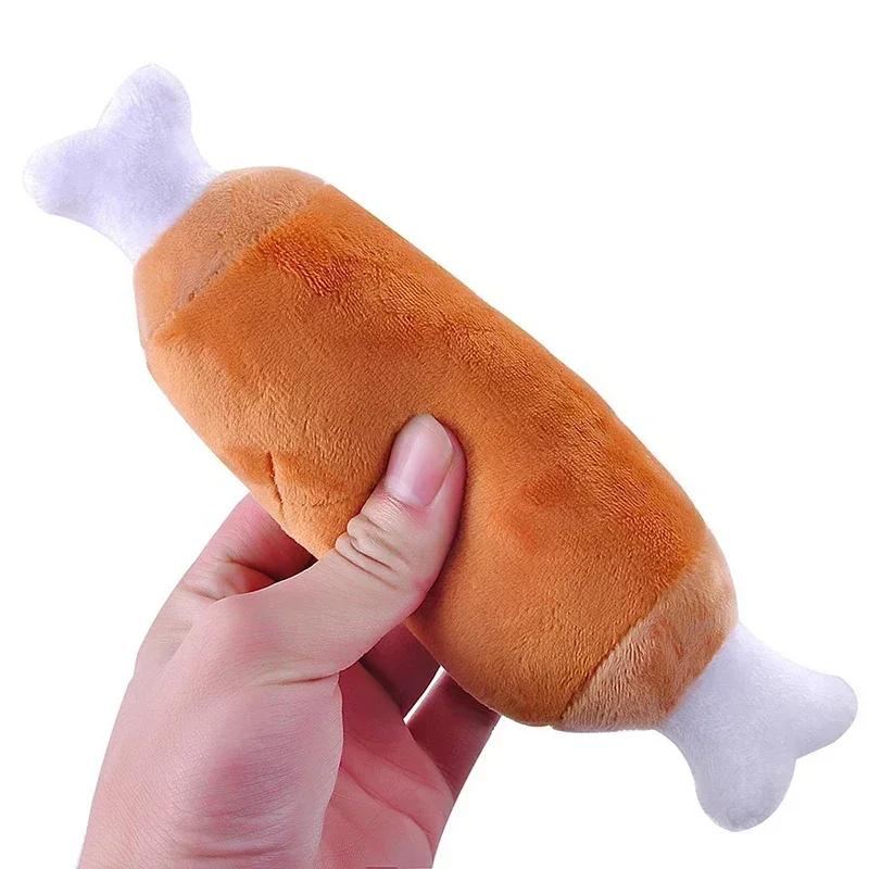 New Pet Dog Cat Fleece Chicken Legs Plush Toys Dog Toys Squeak Chew Sound Toy Fit For Small And Medium Pet Dog Durability Plush