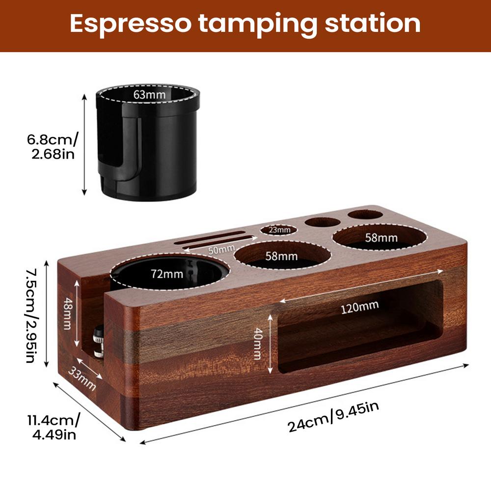 Espresso Tamper Station Wooden Espresso Storage Station Compatible With 51-58mm Powder Hammer/distributor/coffee Handle
